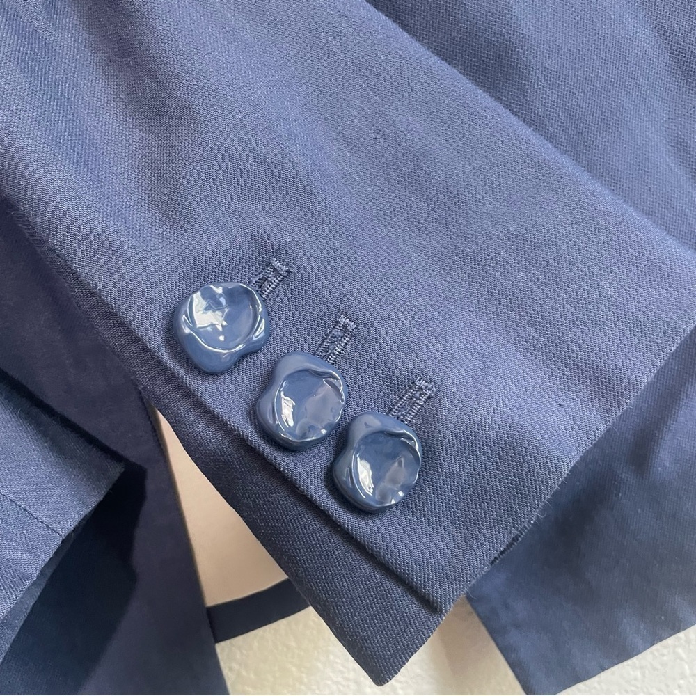 Tibi Cropped Linen Coastal Blue Blazer Jacket Size: 10 (Large) - Picture 9 of 12